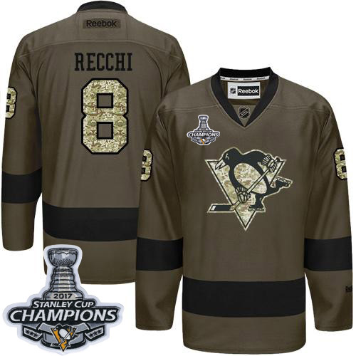 Penguins #8 Mark Recchi Green Salute to Service Stanley Cup Finals Champions Stitched NHL Jersey